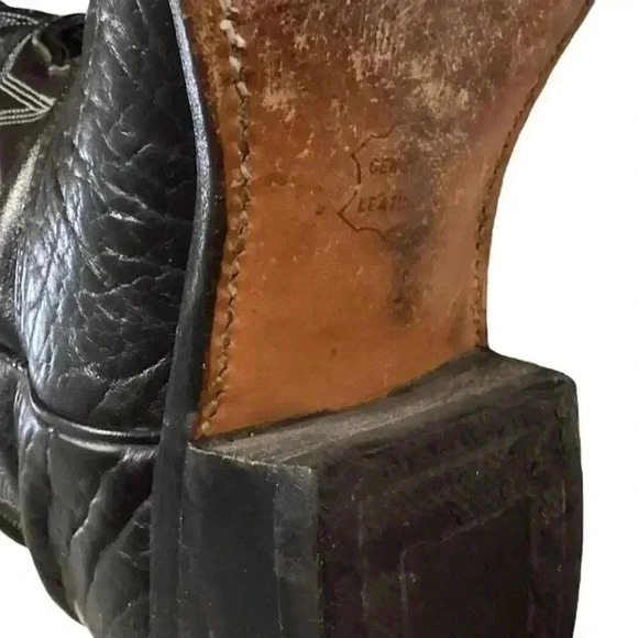 Custom Leather Western Cowboy Boots Men 10 D Black Embroidered Classic Vintage main image 9